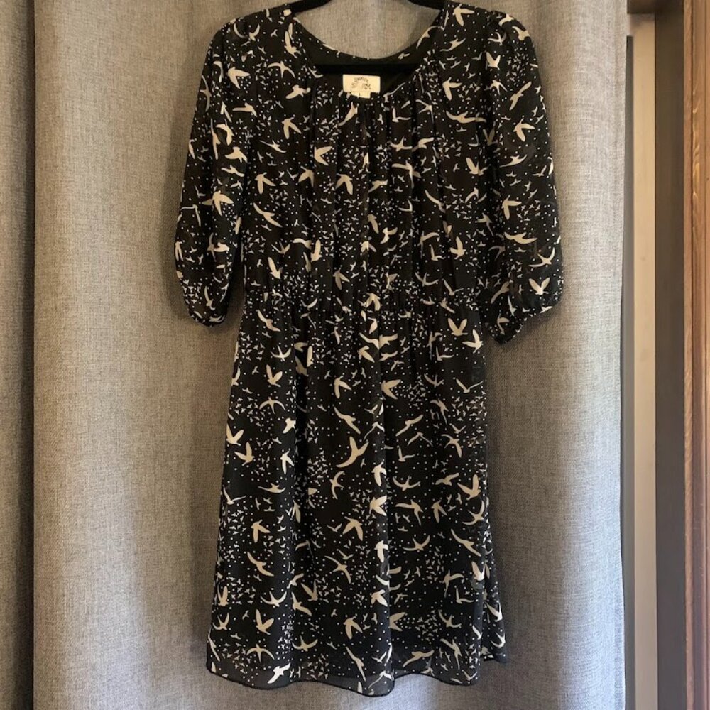 Sweet Storm Dress with sheer overlay and bird motif - Size L